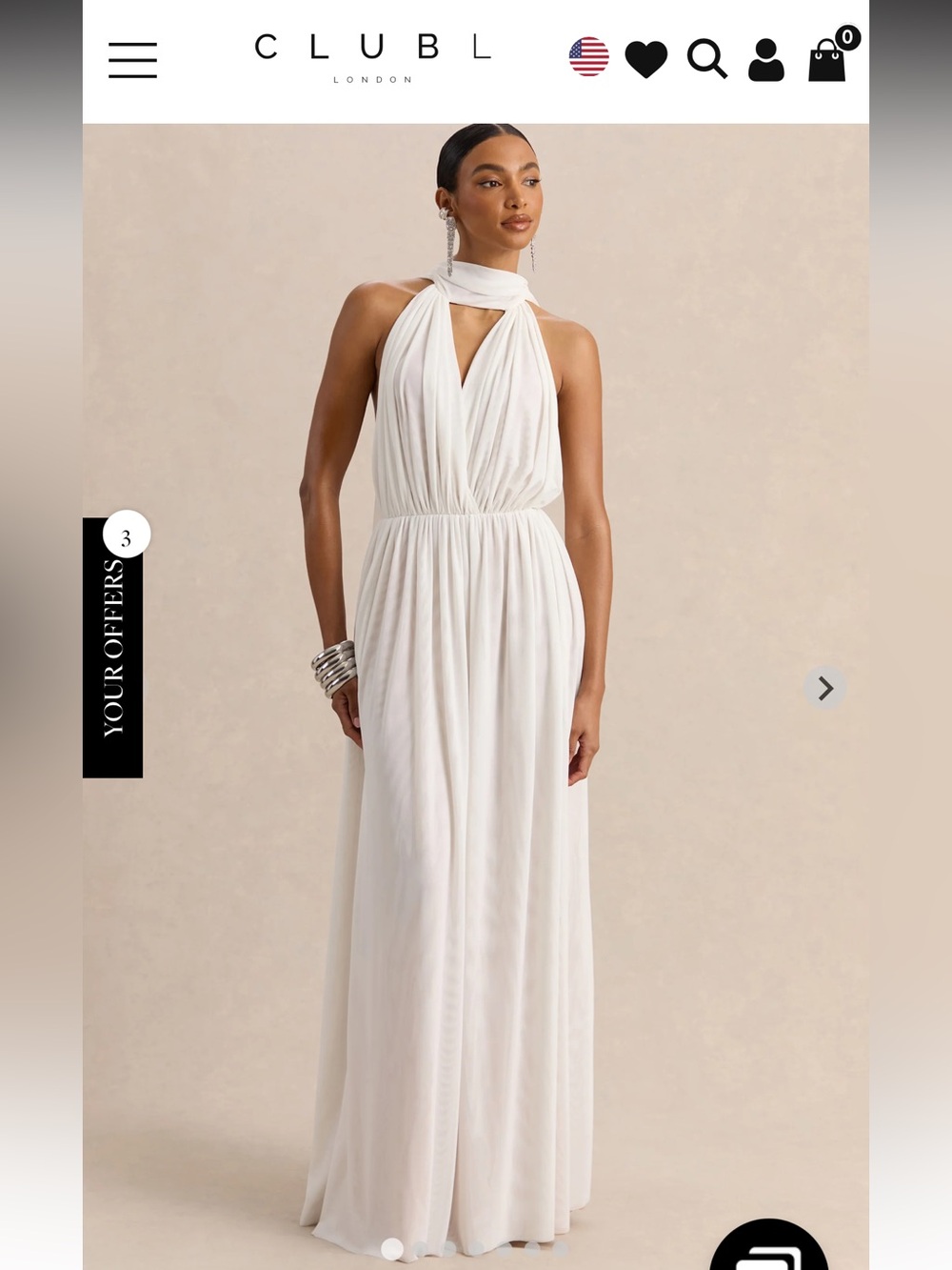 CLUBL London White Halter Maxi Dress
